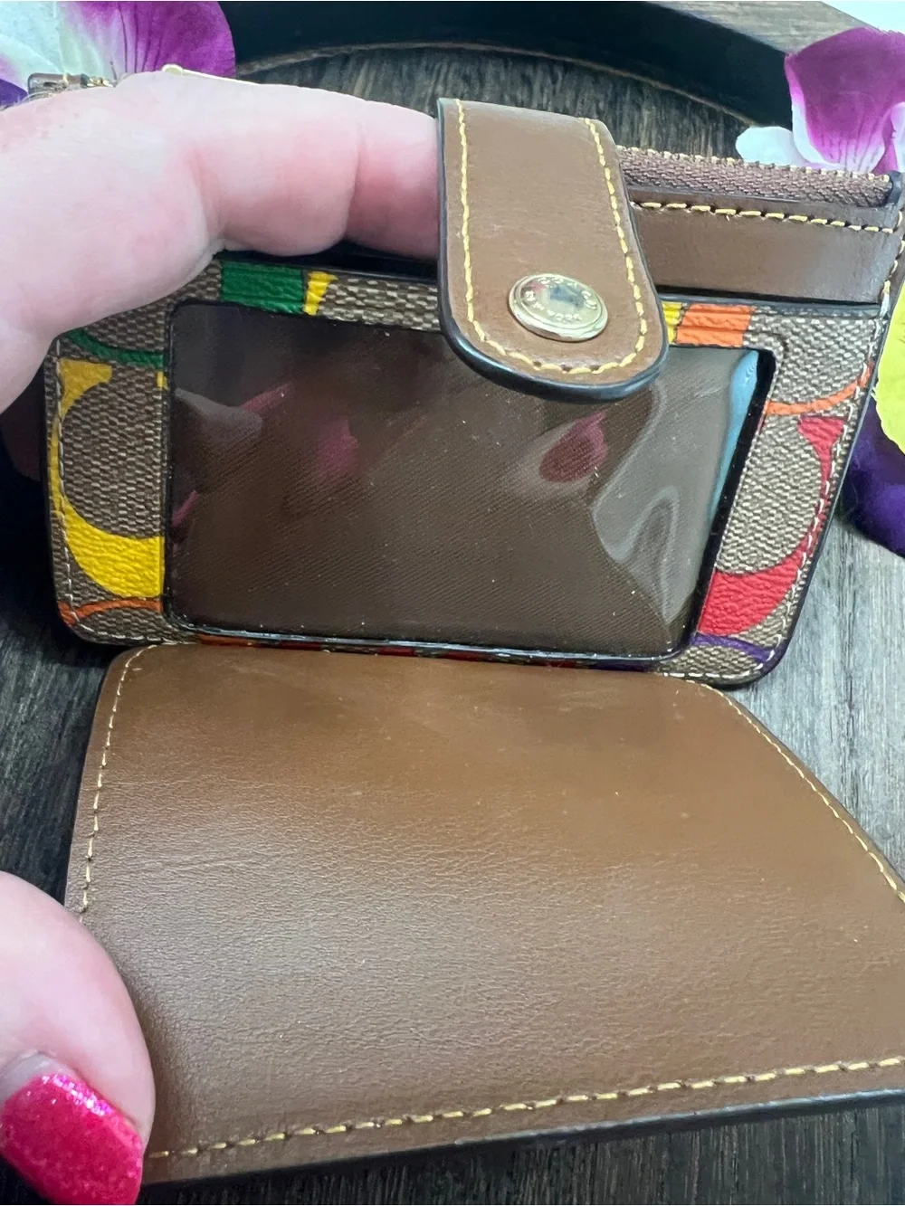 NWOT Coach Attachment Card Case in Rainbow Signature Canvas (Style No. C9942)